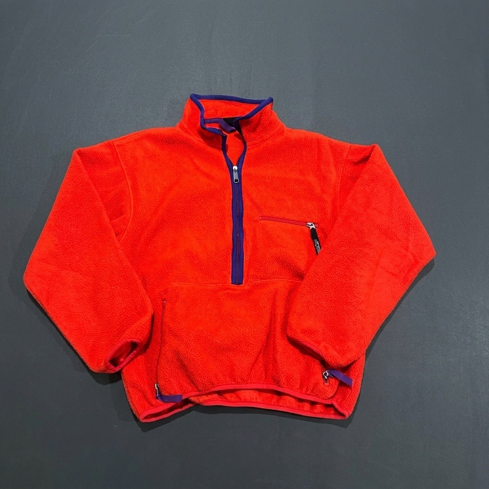 Vintage Patagonia Fleece Pullover Quarter Zip Men's Medium Red USA Made